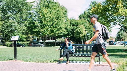 students walking on campus